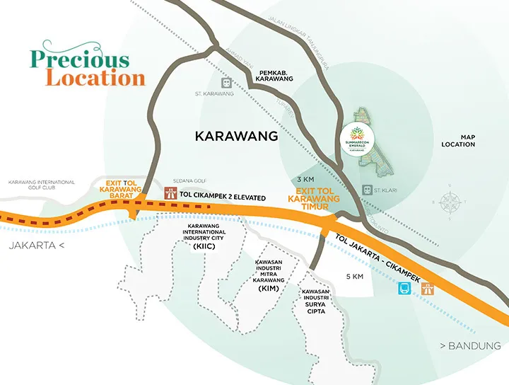 Peta lokasi Summarecon Emerald Karawang — akses tol & kawasan industri